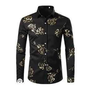 ZEROYAA Mens Hipster Gold Rose printed NWOT